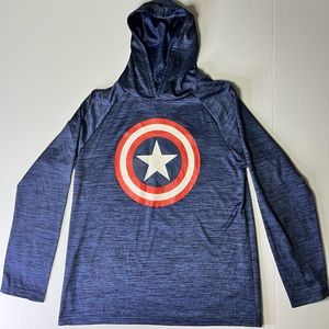 Marvel Youth‎ Large Captain America Hoodie Blue Boys Girls Marvel Kids LG.